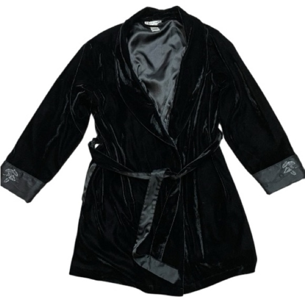 Jillian Jones Vintage Velevet Dressing Gown- Velure Short Robe Women's Small - Picture 1 of 12